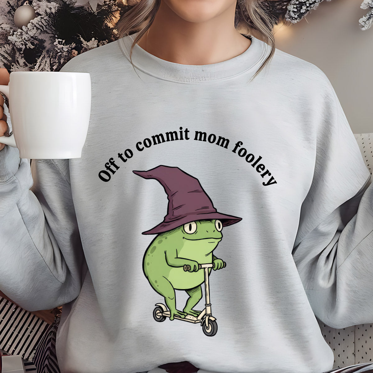 Sweatshirt featuring a Christmas-themed DTF transfer.