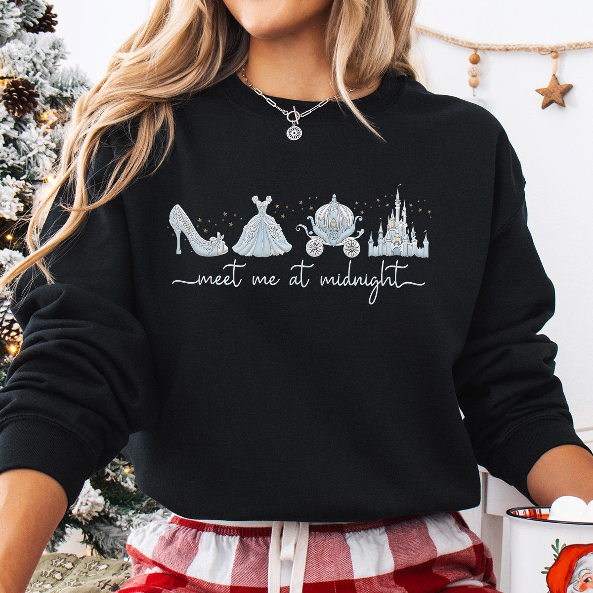 Sweatshirt featuring a Christmas-themed DTF transfer.