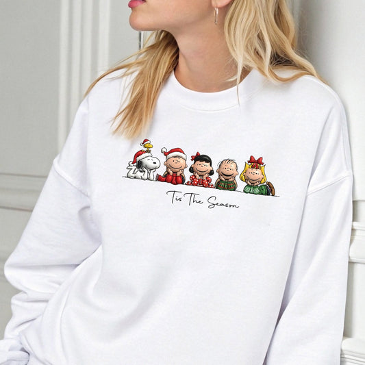 Sweatshirt featuring a Christmas-themed DTF transfer.