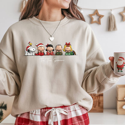 Sweatshirt featuring a Christmas-themed DTF transfer.