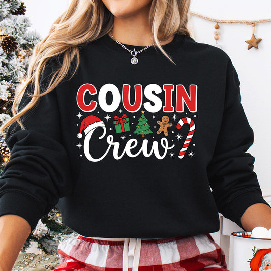 Sweatshirt featuring a Christmas-themed DTF transfer.