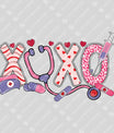 XOXO Nurse Love-Themed Ready-to-Press DTF Transfer