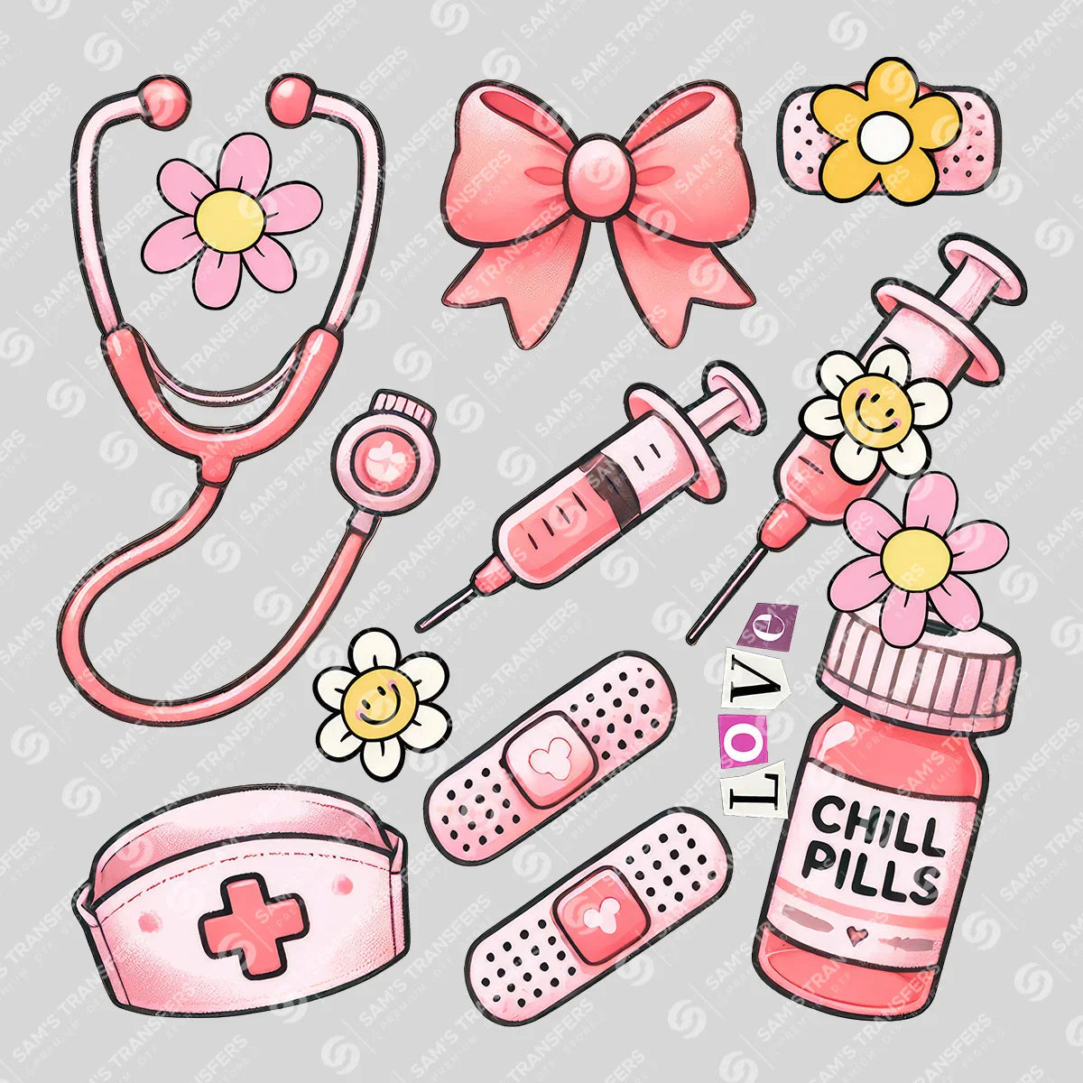 Floral Nurse Tools Ready-to-Press DTF Transfer