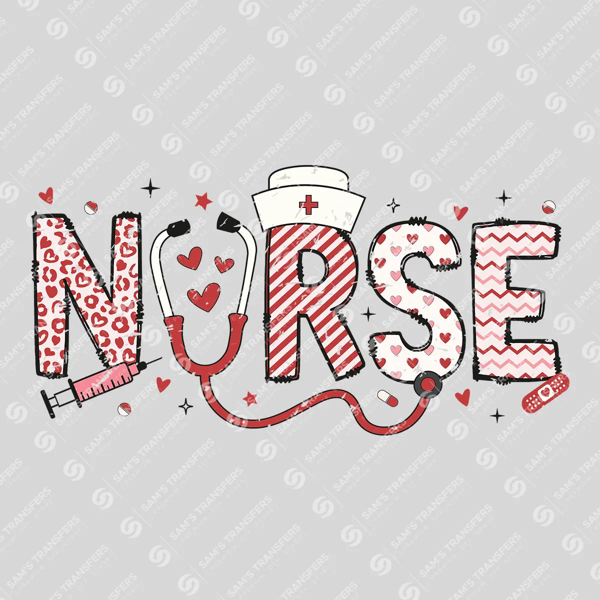 Candy Stripe Nurse Design Ready-to-Press DTF Transfer