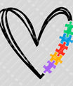 Autism Awareness Heart with Puzzle Pieces DTF Transfer Design