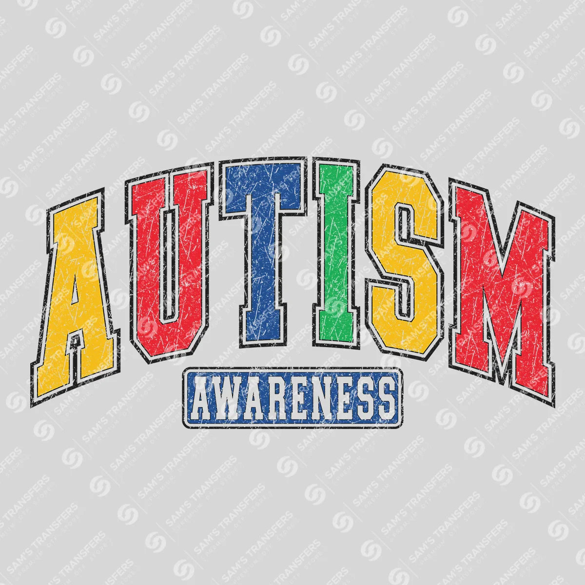 Autism Awareness Block Text DTF Transfer Design