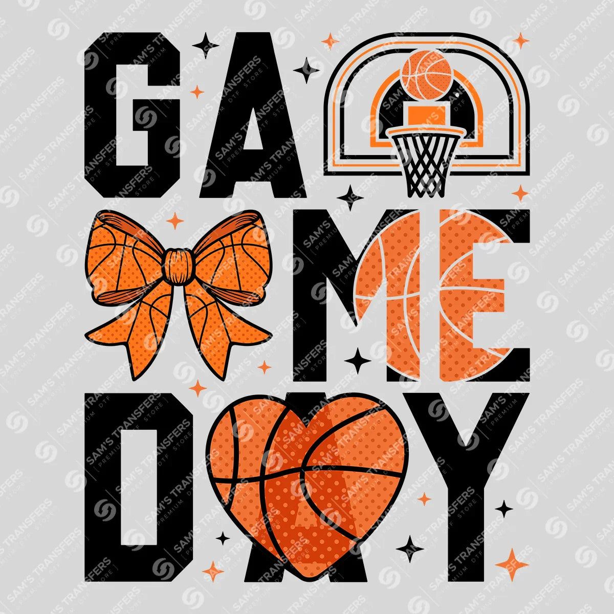 Game Day Basketball Bow Ready-to-Press DTF Transfer