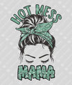 Hot Mess Mama DTF Transfer – Stylish Messy Bun Mom Life Design