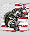 Patriotic Bass Fishing Ready-to-Press DTF Transfer