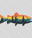 Sunset Mountain Trout Silhouette Ready-to-Press DTF Transfer