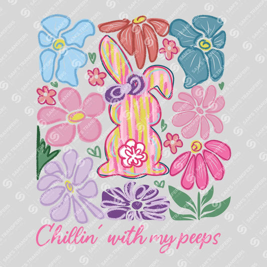 Chillin' with My Peeps Easter Bunny Ready-to-Press DTF Transfer