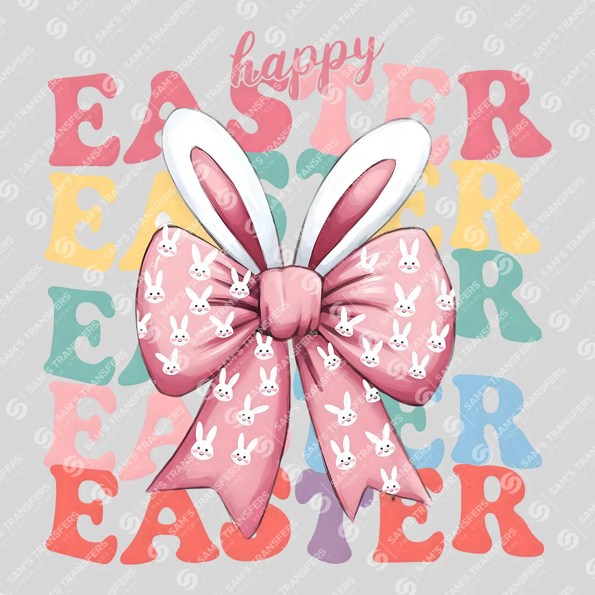 Happy Easter Bunny Bow Ready-to-Press DTF Transfer