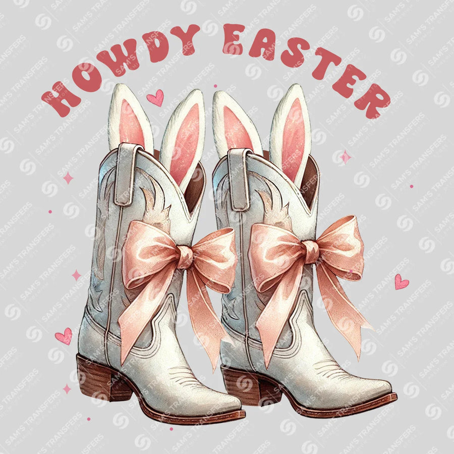 Howdy Easter Western Bunny Boots Ready-to-Press DTF Transfer