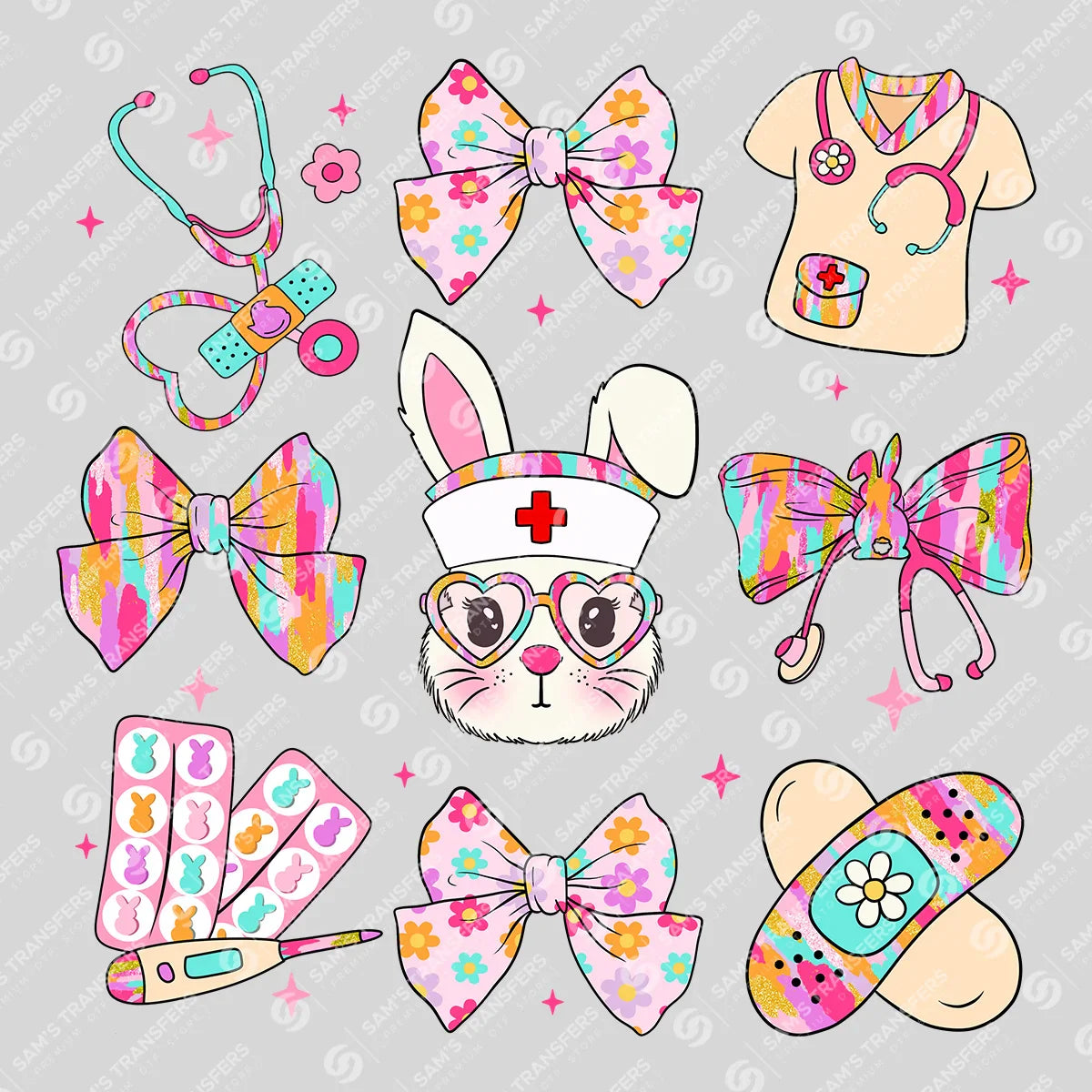 Easter Nurse Bunny Medical-Themed Ready-to-Press DTF Transfer