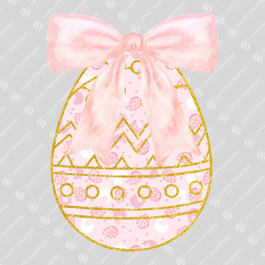 Pink Bow Easter Egg Ready-to-Press DTF Transfer