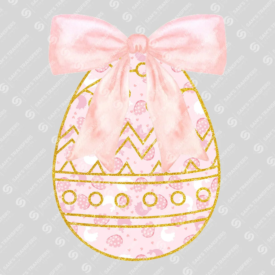 Pink Bow Easter Egg Ready-to-Press DTF Transfer