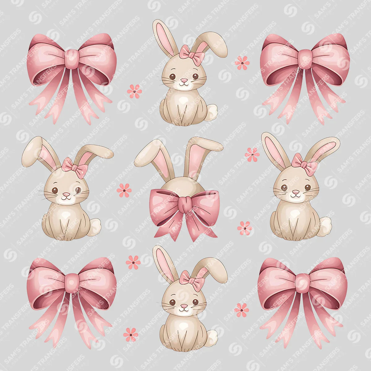 Bunny & Bow Easter Grid Ready-to-Press DTF Transfer