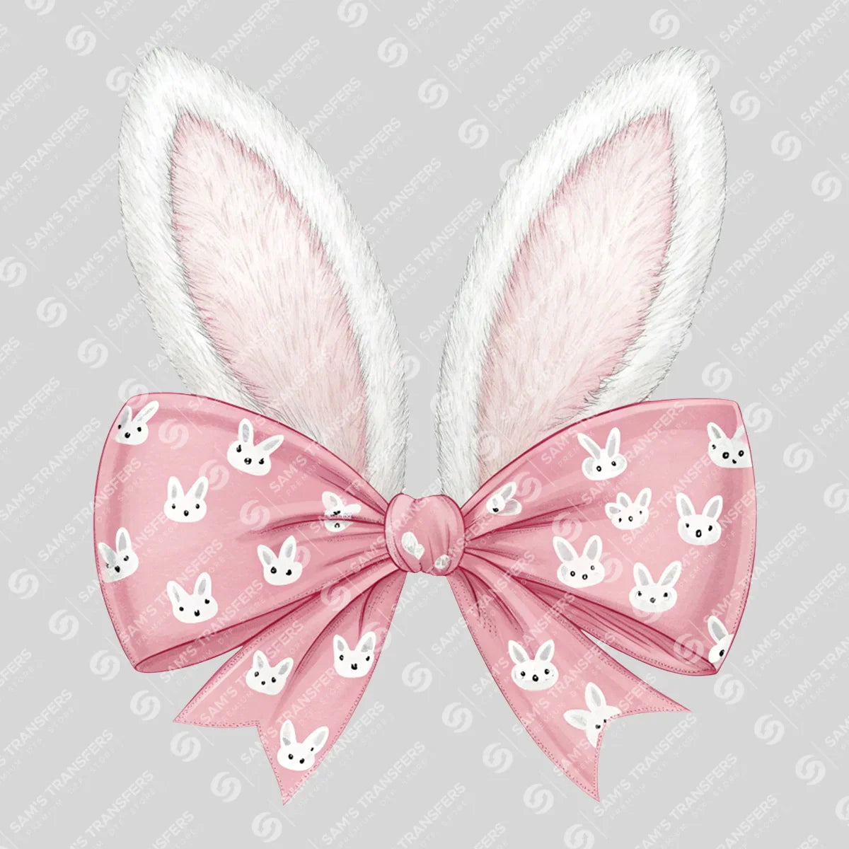Bunny Ears with Pink Bow Easter Ready-to-Press DTF Transfer