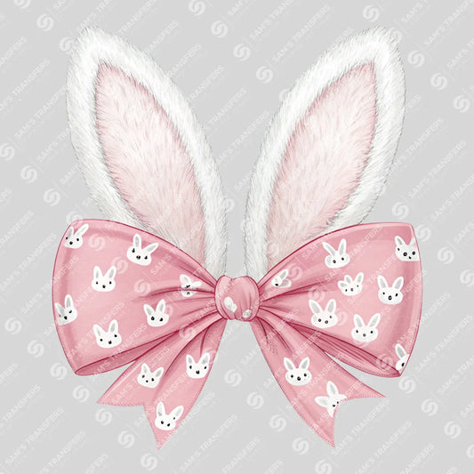 Bunny Ears with Pink Bow Easter Ready-to-Press DTF Transfer