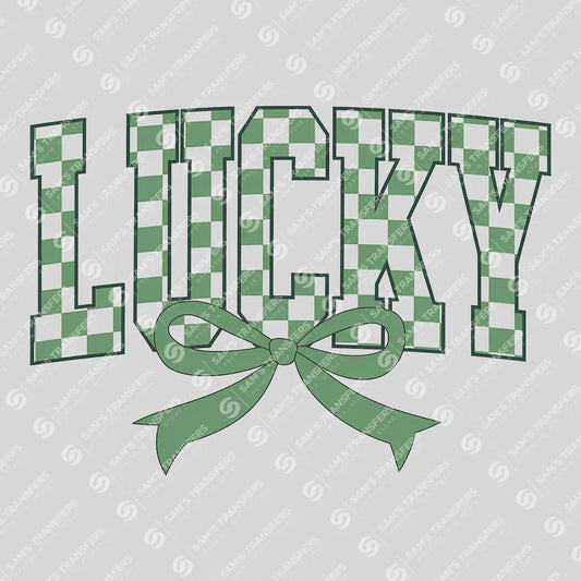Checkered Lucky Bow St. Patrick’s Day Ready-to-Press DTF Transfer