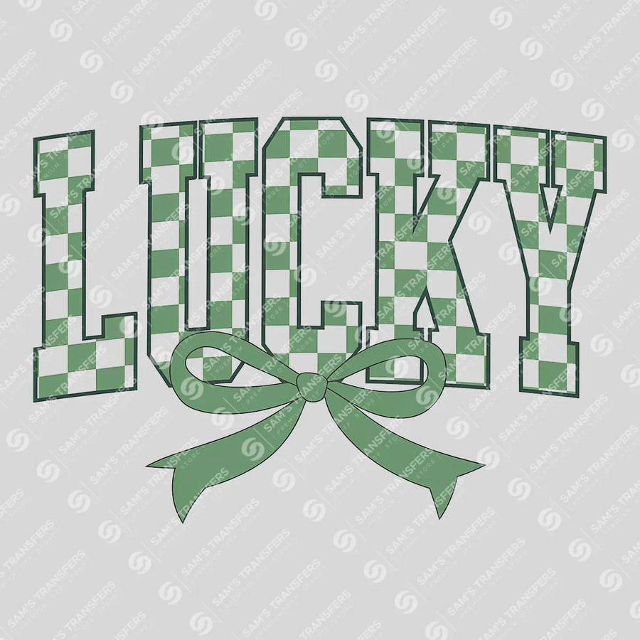 Checkered Lucky Bow St. Patrick’s Day Ready-to-Press DTF Transfer