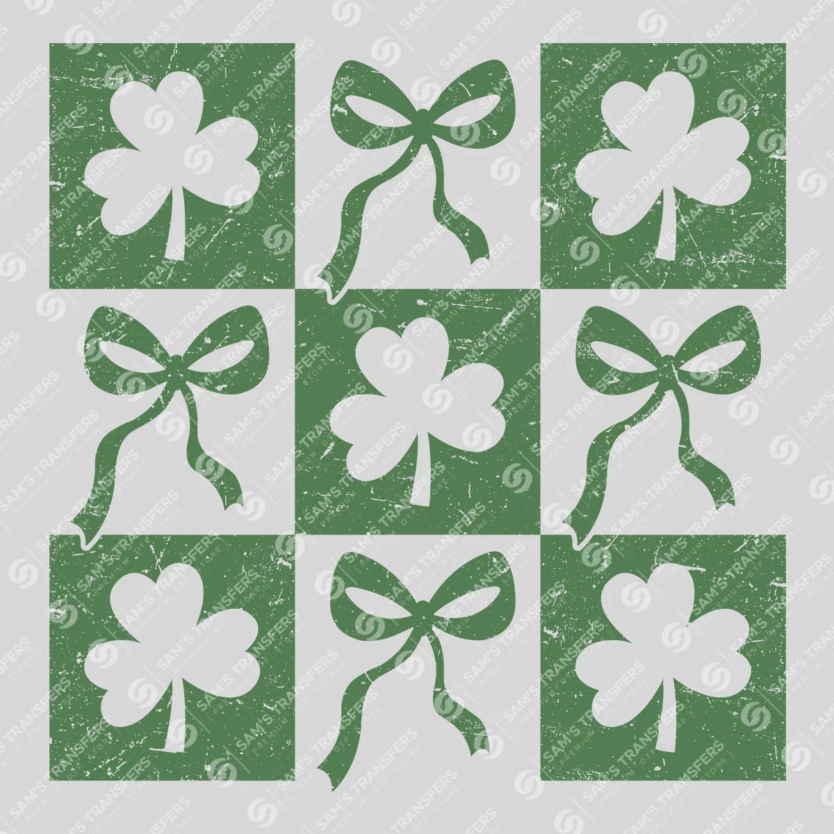 Shamrock & Bows Grid St. Patrick’s Day Ready-to-Press DTF Transfer