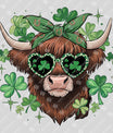 Highland Cow Shamrock St. Patrick’s Day Ready-to-Press DTF Transfer