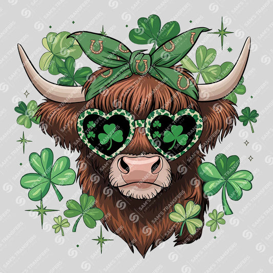 Highland Cow Shamrock St. Patrick’s Day Ready-to-Press DTF Transfer