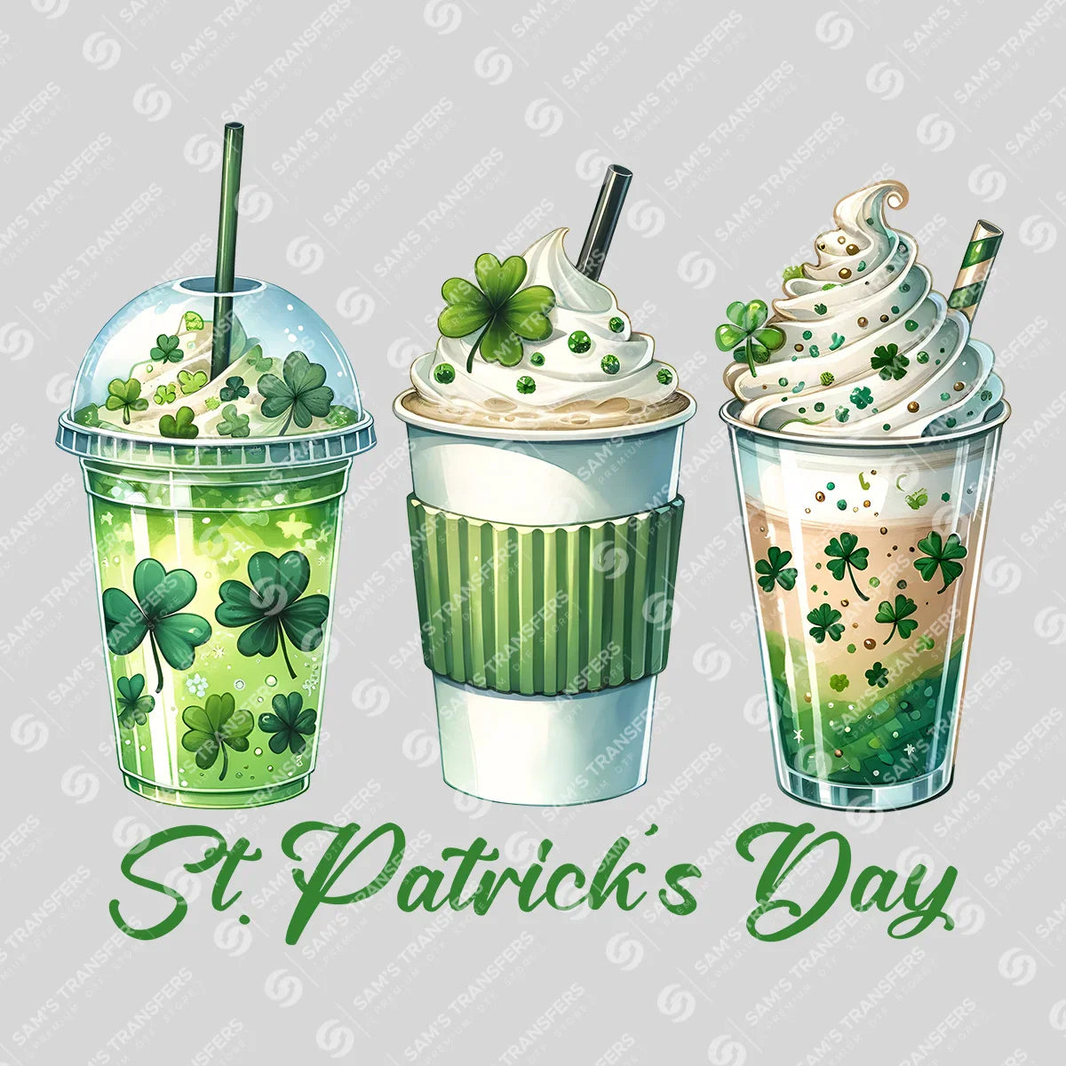Shamrock Drinks St. Patrick’s Day Ready-to-Press DTF Transfer