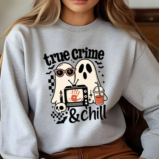 Sweatshirt featuring a Christmas-themed DTF transfer.