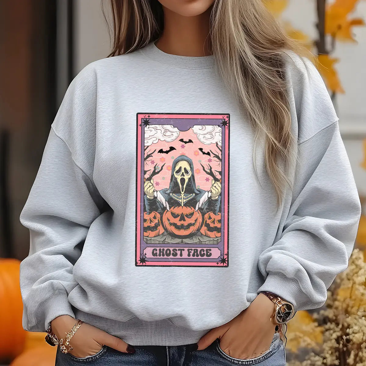Sweatshirt featuring a Christmas-themed DTF transfer.