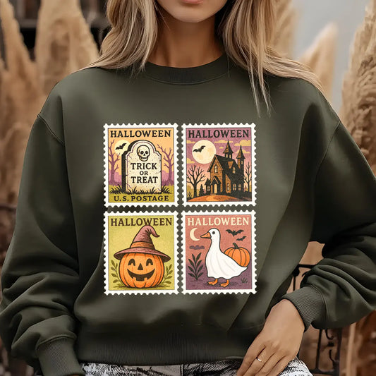 Sweatshirt featuring a Christmas-themed DTF transfer.