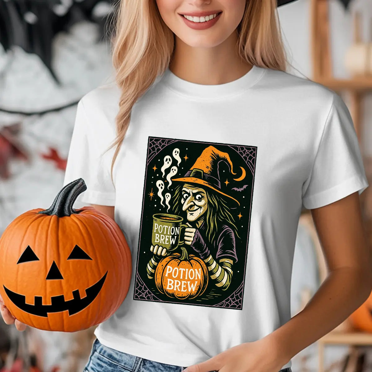 Sweatshirt featuring a Christmas-themed DTF transfer.