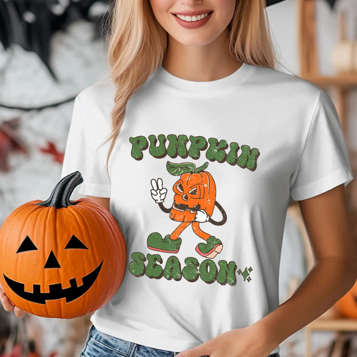 Sweatshirt featuring a Christmas-themed DTF transfer.