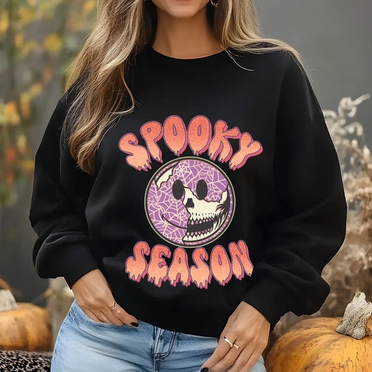 Sweatshirt featuring a Christmas-themed DTF transfer.