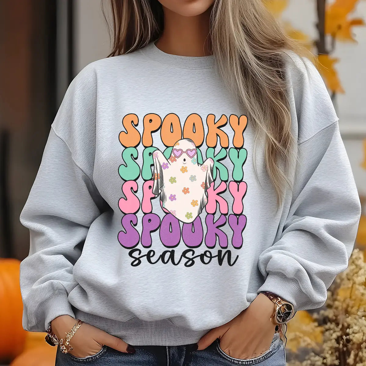 Sweatshirt featuring a Christmas-themed DTF transfer.