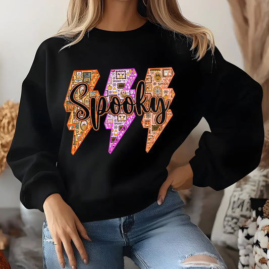 Sweatshirt featuring a Christmas-themed DTF transfer.