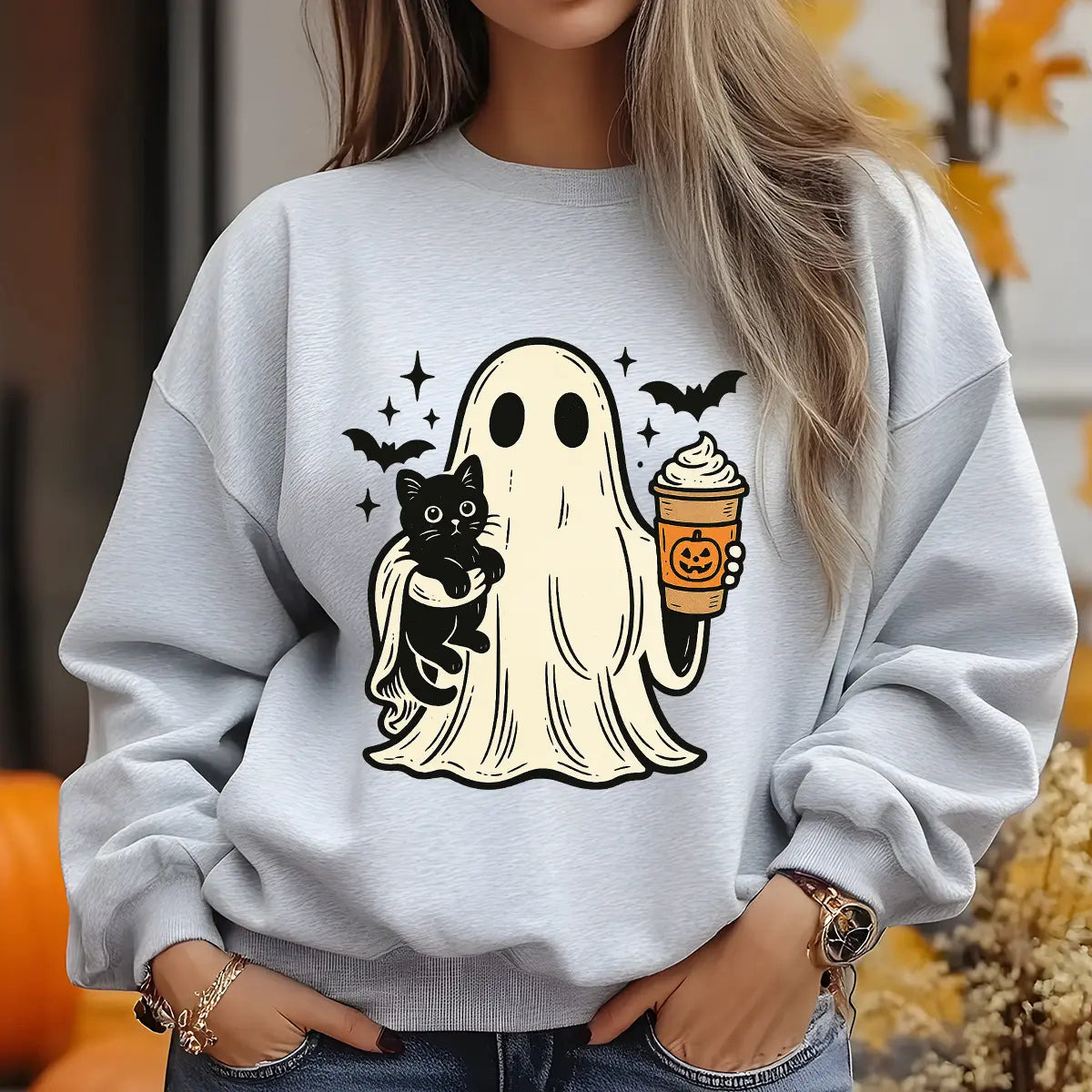 Sweatshirt featuring a Christmas-themed DTF transfer.