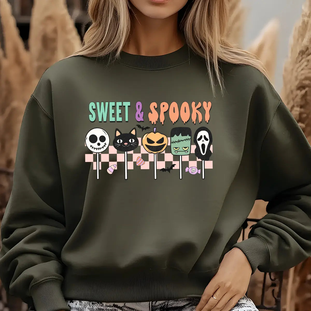 Sweatshirt featuring a Christmas-themed DTF transfer.