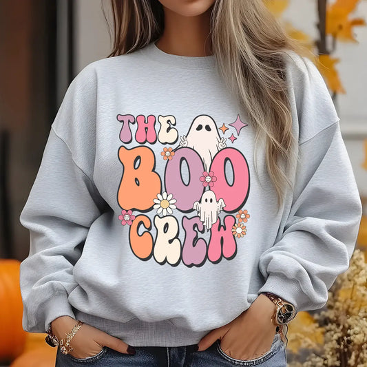 Sweatshirt featuring a Christmas-themed DTF transfer.