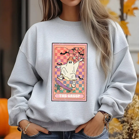 Sweatshirt featuring a Christmas-themed DTF transfer.