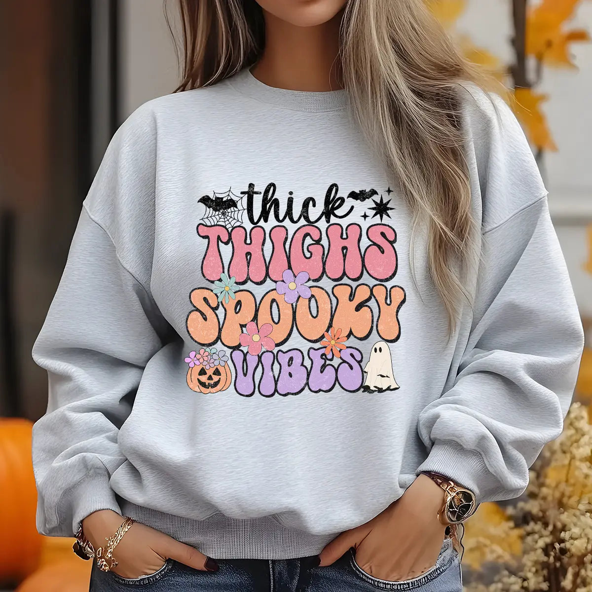 Sweatshirt featuring a Christmas-themed DTF transfer.