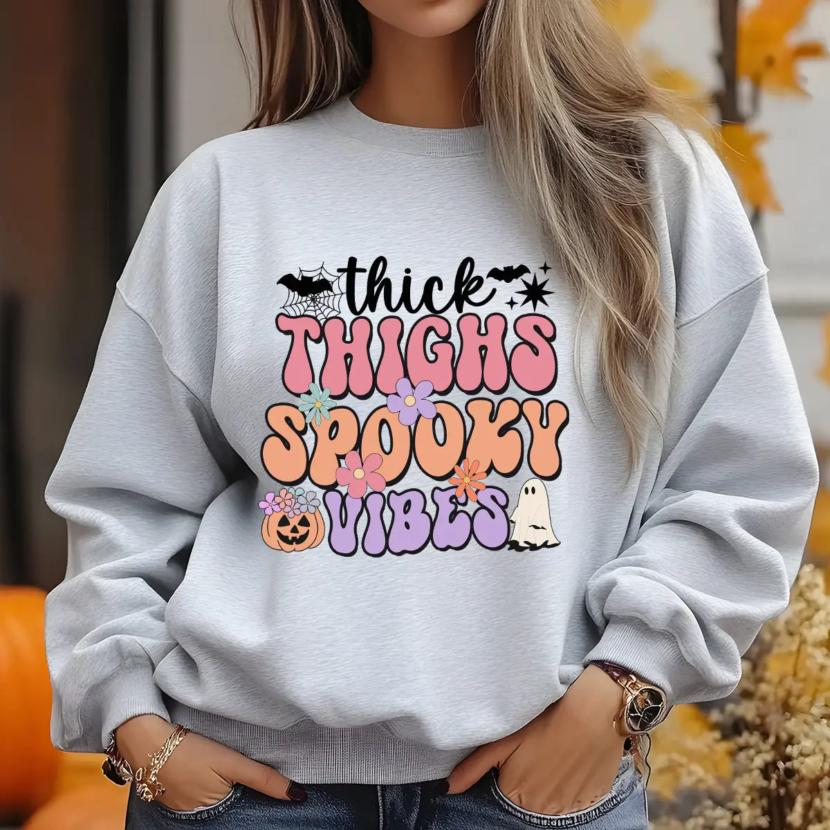Sweatshirt featuring a Christmas-themed DTF transfer.