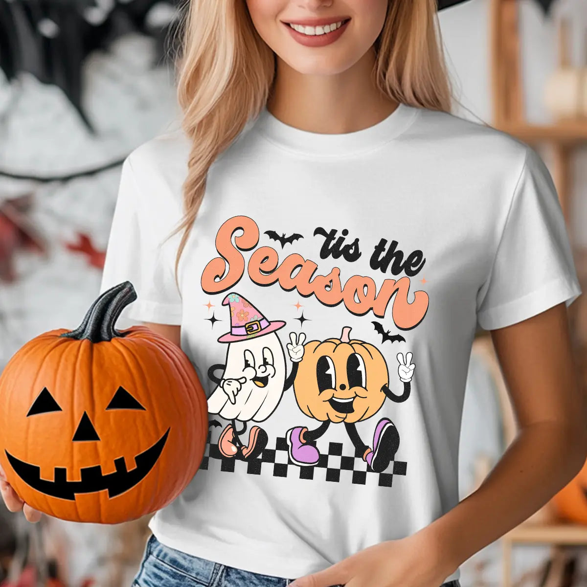 Sweatshirt featuring a Christmas-themed DTF transfer.