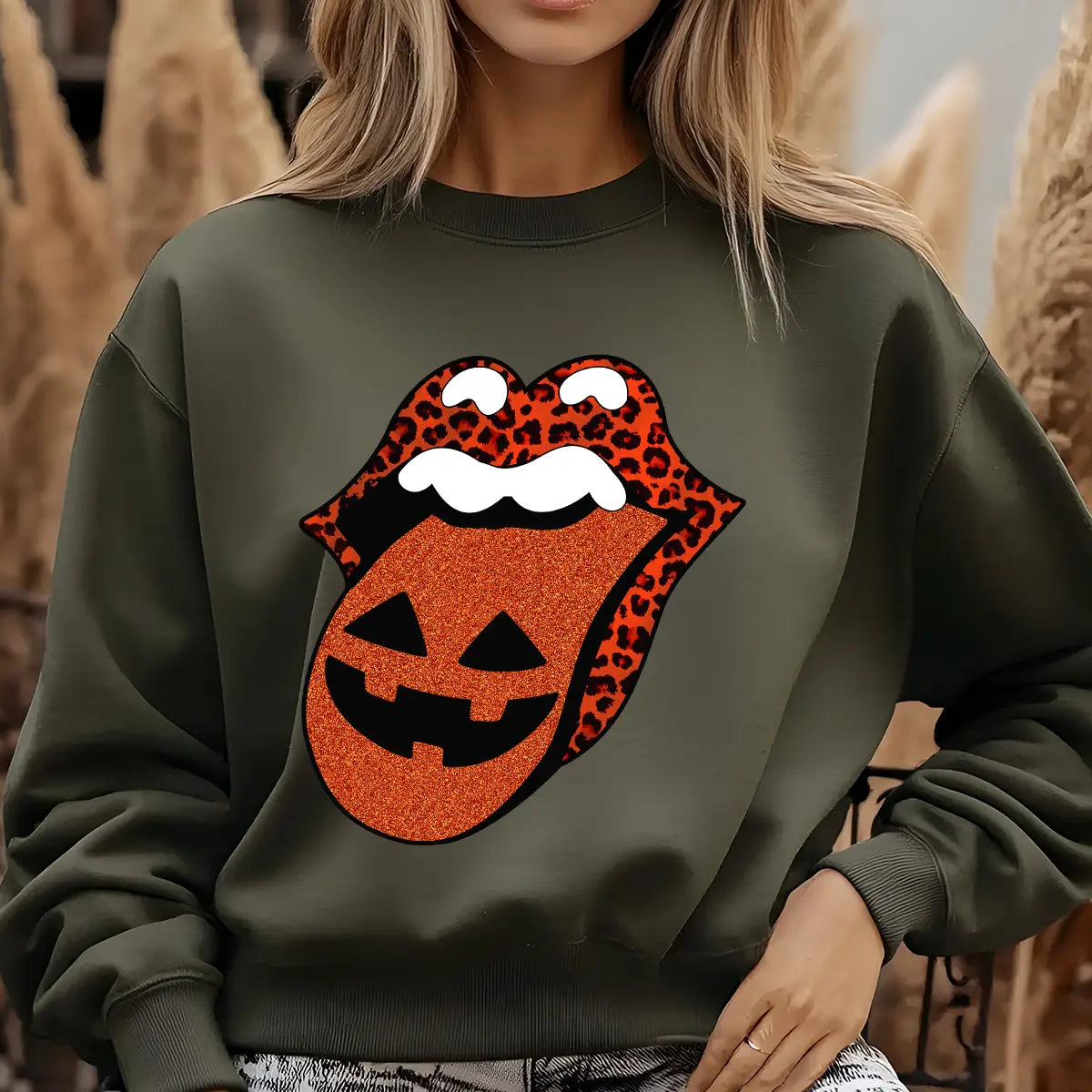 Sweatshirt featuring a Christmas-themed DTF transfer.