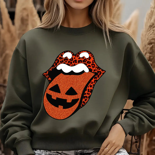 Sweatshirt featuring a Christmas-themed DTF transfer.