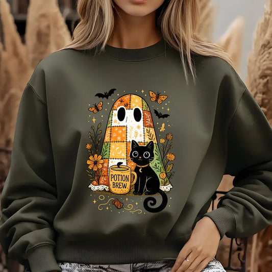 Sweatshirt featuring a Christmas-themed DTF transfer.