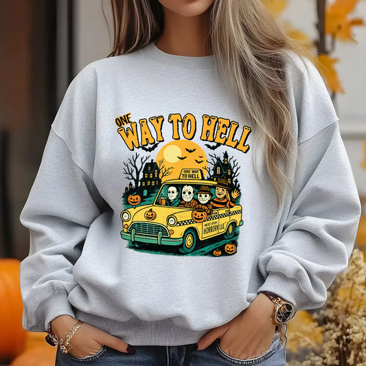Sweatshirt featuring a Christmas-themed DTF transfer.