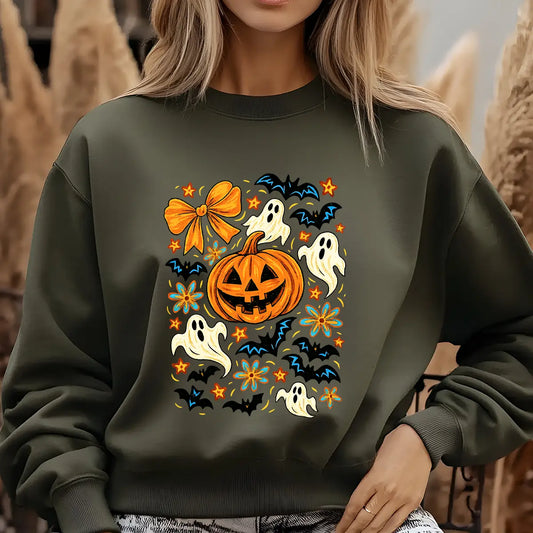Sweatshirt featuring a Christmas-themed DTF transfer.
