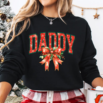 Sweatshirt featuring a Christmas-themed DTF transfer.